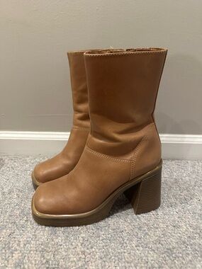 Steve Madden Women's Tan Platform Block Heel Boots